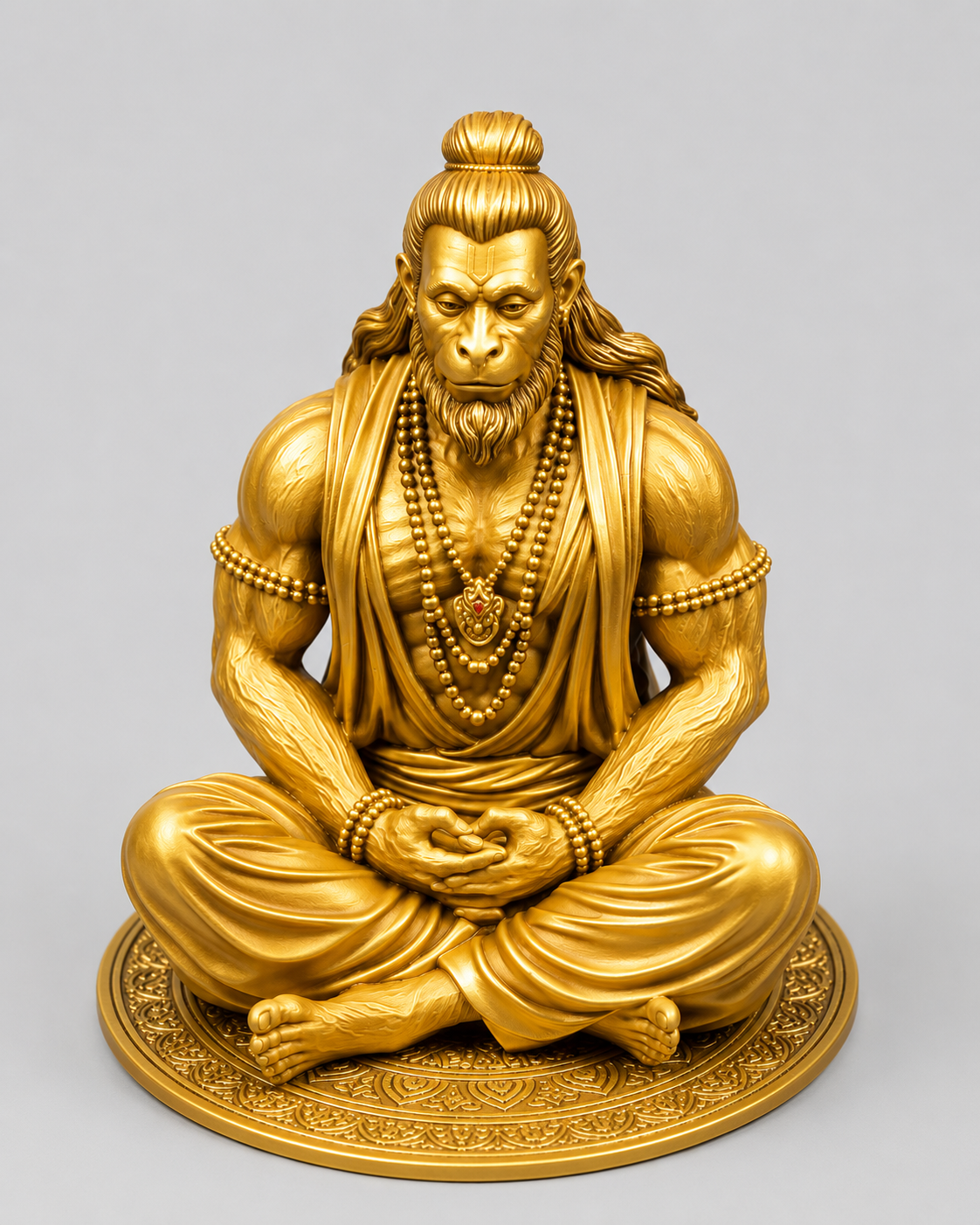 Hanuman Ji Model Golden Sitting 3D Model (5 Inch)